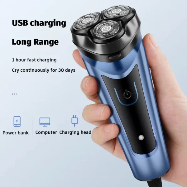 Rasoir pour hommes USB rasoir électrique puissant barbe Machine à raser rasoir électrique Rechargeable étanche – Image 3
