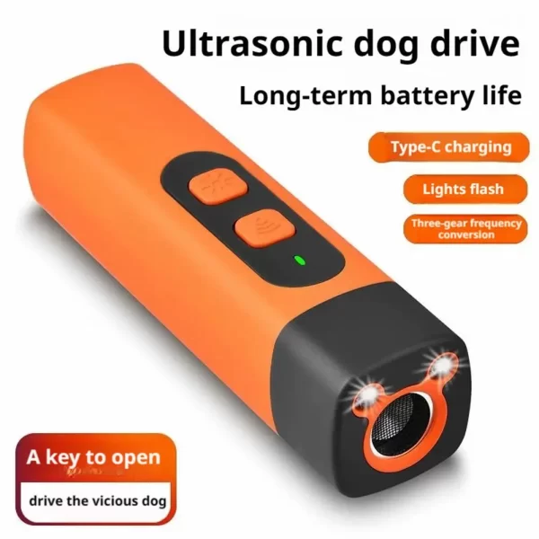 Répulsif ultrasonique pour chiens de compagnie, dissuasion des aboiements de chien avec lampe de poche LED, répulsif d'entraînement pour chiens rechargeables, outil Anti-aboiement – Image 4
