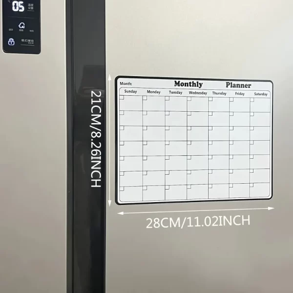 Calendrier magnétique élégant effaçable à sec – Planificateur mensuel polyvalent pour réfrigérateur – Organisation et décoration faciles de cuisine – Image 6