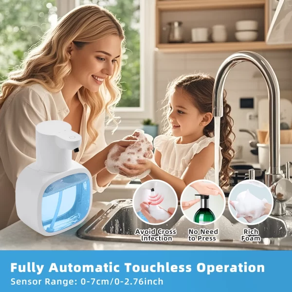 Distributeur automatique de savon mural en mousse, Machine à laver les mains intelligente, liquide Rechargeable de 500ml, capteur d'induction pour salle de bains, nouveau – Image 6