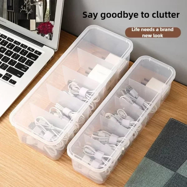 Cable de données transparent organisateur de cas Classification de l'organiseur de carte anti-poussière avec couvercle Clutter Collector Box pour Office Home – Image 4