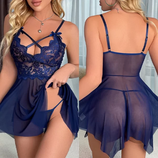 Lingerie sexy Femmes Vêtements de nuit Pyjamas sexy Robe de nuit en dentelle Costumes érotiques Vêtements exotiques Sous-vêtements féminins transparents Babydoll