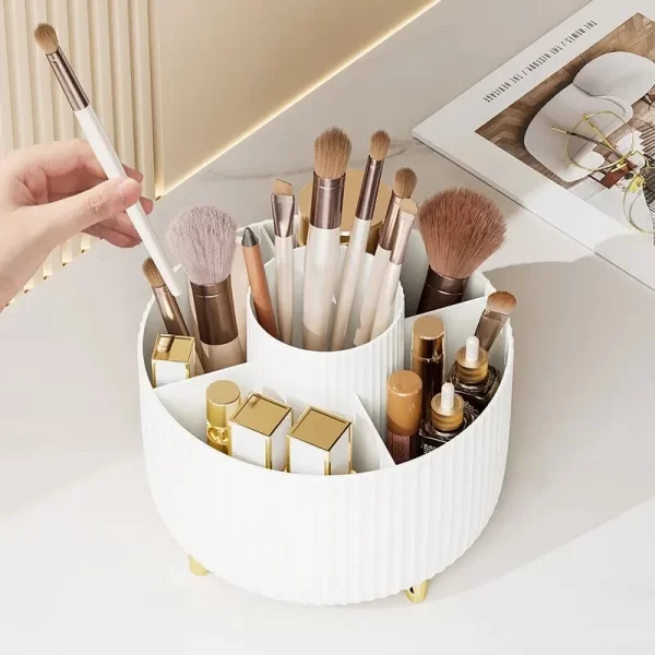 Conteneur de stockage de brosse de maquillage rotatif bouche étagère rouge ménager vanité stylo conteneur boîte de stockage de cosmétiques – Image 3
