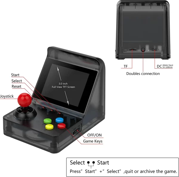 ARCADE MINI meilleur populaire 32 bits Mini Arcade rétro Console Portable lecteur classique 500 jeux pour les enfants – Image 2