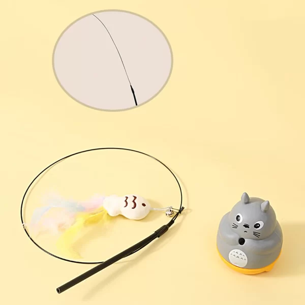 Bâton de pêche et de taquin pour petits chats, rotation à 360 degrés avec cloches à plumes et fil d'acier, 1 pièce – Image 4