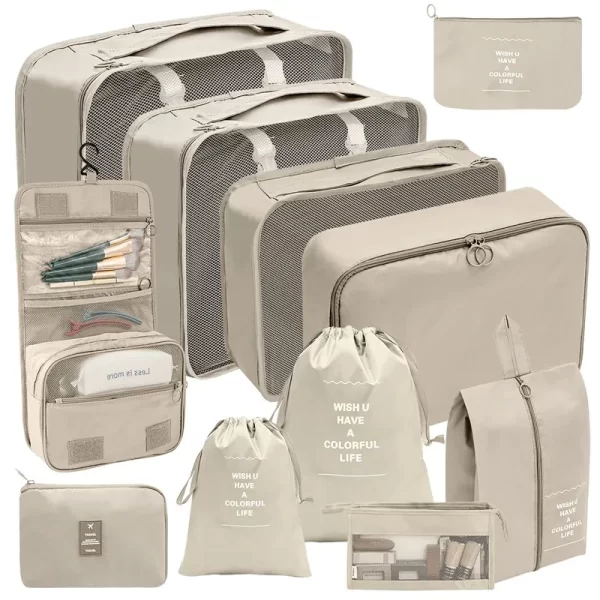 7 / 8 / 9 / 10 Pcs Set Voyage Organiseur Sacs de stockage Valise Emballage Cubes Set Cases Portable Vêtements Voyage Chaussures Tidy Pouch Folding – Image 3