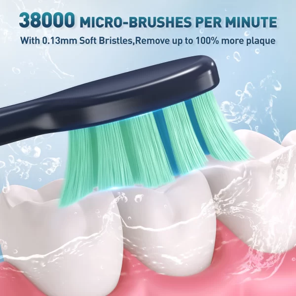 Sejoy JS10 - 1 brosse à dents électrique sonic avec 10 têtes de rechange brosse à dents électronique étanche rechargeable – Image 3