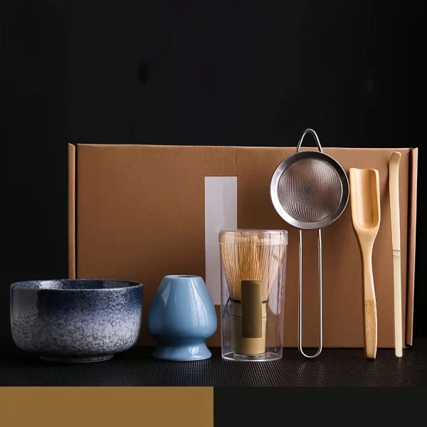 Bol Matcha de style japonais, cuillère, fouet à thé, maille tamis, cadeau parfait pour la cérémonie, décoration traditionnelle 6 pièces/ensemble
