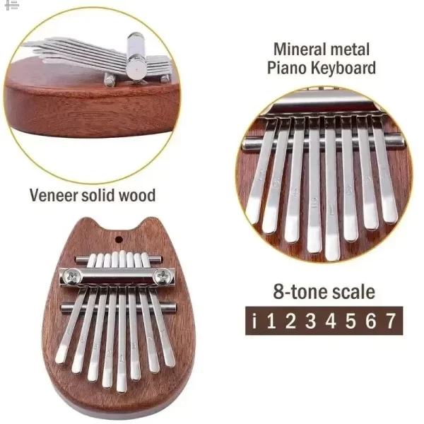 8 touches Mini bois Kalimba haute qualité exquis doigt pouce Piano Marimba Musical bons accessoires pendentif cadeau – Image 3