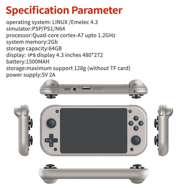 BOYHOM M17 Console de jeux vidéo Portable rétro système Linux Open Source écran IPS 4,3 pouces lecteur vidéo de poche Portable 64 Go – Image 5