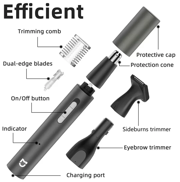 Xiaomi Mijia électrique nez oreille tondeuse à cheveux pour hommes indolore Rechargeable favoris sourcils barbe 3 en 1 tondeuse à cheveux rasoir – Image 4