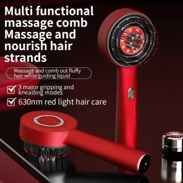 Brosse électrique de repousse des cheveux avec Machine à lumière infrarouge, Point d'acupuncture, Massage du cuir chevelu, exercice Anti-perte de cheveux, peignes à récurer les cheveux – Image 6