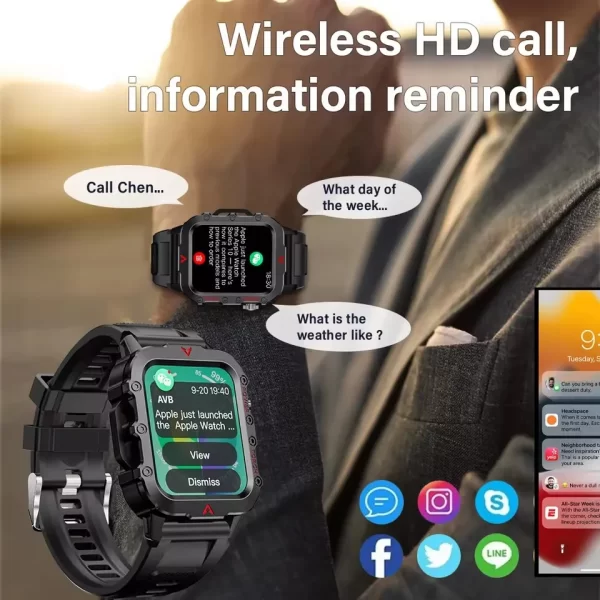 Nouveau GPS Sport montre intelligente étanche BT appel militaire qualité extérieure SmartWatch IP67 pour hommes femmes mode affaires SmartBracelet – Image 4