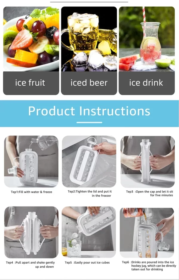 1 pièces moules à boules de glace pliable machine à glaçons maison voyage 2 en 1 boules de glace glaçons voyage Silicone compartiment à glace moule à glaçons – Image 8