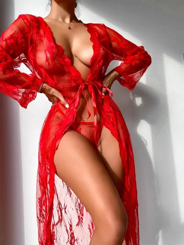 CP5XL sous-vêtements longs femmes robes de bal Chemise Sexy Chemise de nuit transparente érotique Lingerie transparente tentation exotique vêtements de détente – Image 2