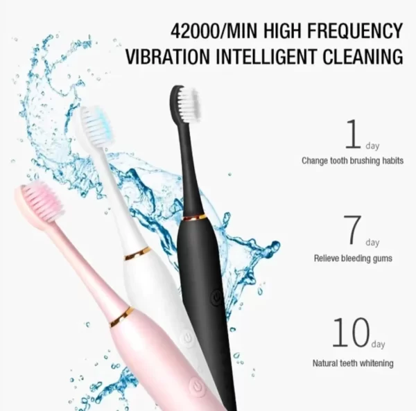Brosse à dents électrique sonique pour adultes, étanche IPX7, tête de brosse DuPont, aste par USB, livres morts élevés, 6 modes de livres – Image 4