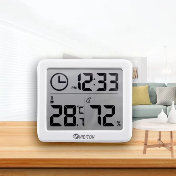 Horloge numérique horloge de bureau avec température humidité horloges murales pour la maison cuisine bureau décorations de bureau NIDITON – Image 8