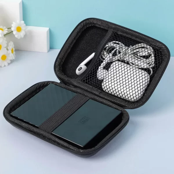 1 / 2pcs sac de stockage Eva portable Zipper Pouch Chargeur de téléphone portable Sac de protection de disque dur portable Sac de stockage de câble de données U disque – Image 3