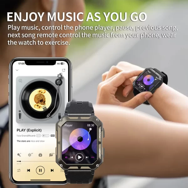 Montre intelligente de sport C20Pro pour homme, appel Bluetooth, étanche IP68, mode multi-sports, surveillance de la santé, montre intelligente militaire – Image 6