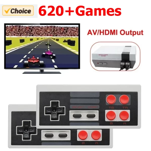 Consoles de jeux vidéo rétro 8 bits, Mini bâton de jeu Compatible HDMI, 620 jeux intégrés, double manette de jeu, joueurs classiques, loisirs – Image 2