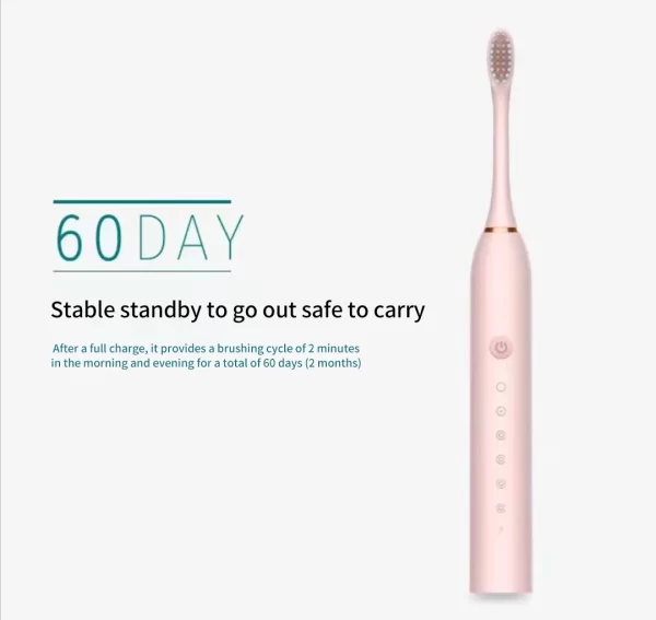 Brosse à dents électrique sonique pour adultes, étanche IPX7, tête de brosse DuPont, aste par USB, livres morts élevés, 6 modes de livres – Image 6