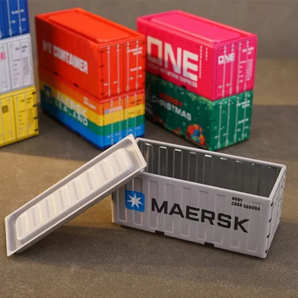 Mini conteneur d'expédition de Simulation, boîte de rangement en métal, organisateur de bureau créatif, ornements, boîte en fer, décoration de bureau et de maison – Image 3