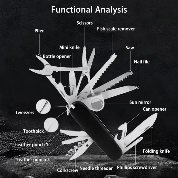 Couteau de poche multifonctionnel pliant de l'armée, outils à main suisses, outil opaque, équipement EDC, camping en plein air, survie – Image 6