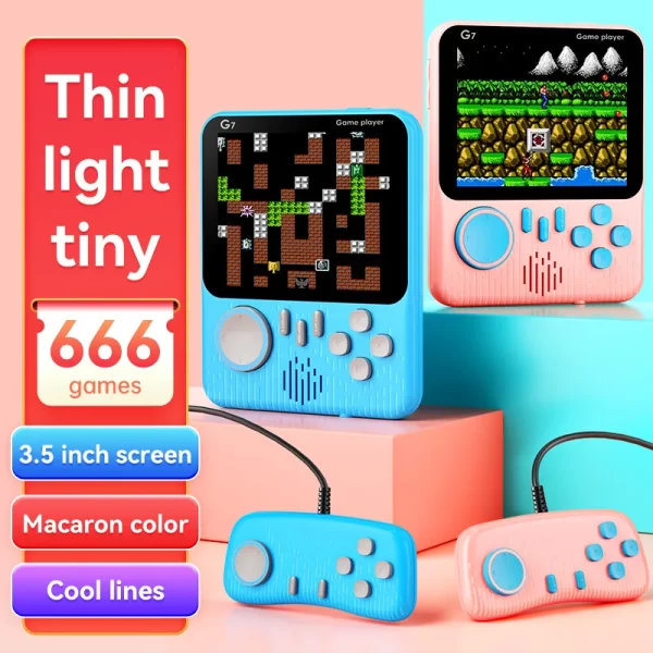 ​ Schéma de couleurs Macaron, écran couleur TFT de 3.5 pouces, Console Portable rétro nostalgique, Support couleur HD, préchargé, 666 jeux ​ – Image 5