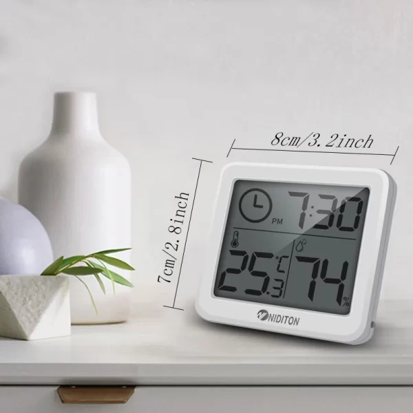 Horloge numérique horloge de bureau avec température humidité horloges murales pour la maison cuisine bureau décorations de bureau NIDITON – Image 6