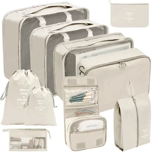 7 / 8 / 9 / 10 Pcs Set Voyage Organiseur Sacs de stockage Valise Emballage Cubes Set Cases Portable Vêtements Voyage Chaussures Tidy Pouch Folding – Image 2