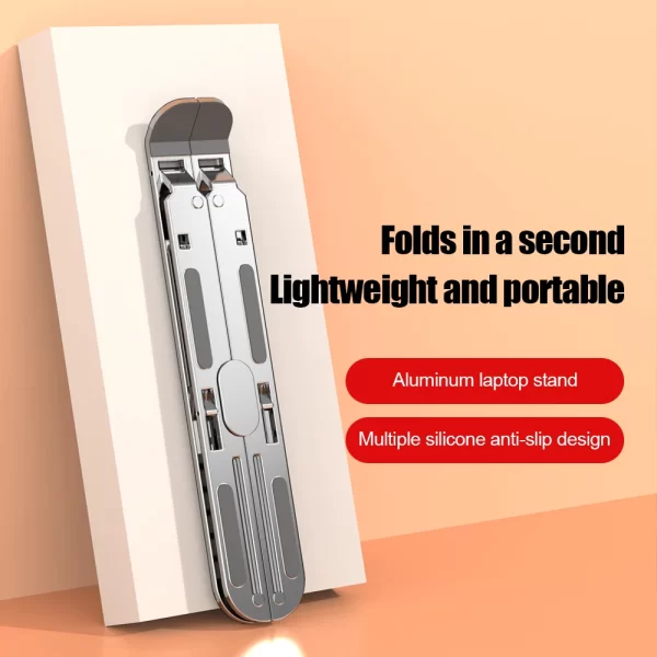 Support d'ordinateur Portable en alliage d'aluminium, réglable et pliable, pour ordinateur Portable, support de levage et de refroidissement, antidérapant – Image 3