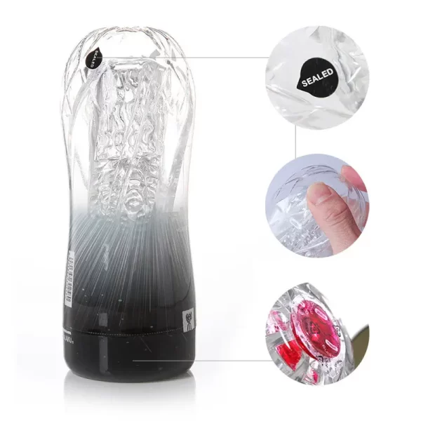 Masturbateur masculin tasse chatte douce jouets sexuels vagin Transparent exercice d'endurance adulte fournitures pour adultes tasse de poche sous vide pour hommes – Image 5