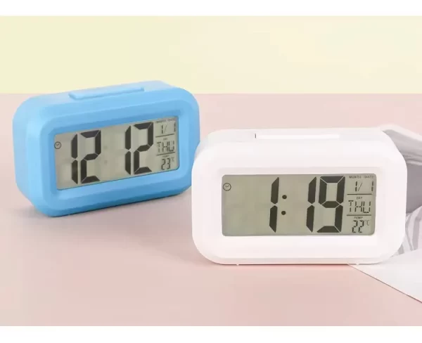 Alarme numérique LED rétroéclairage snooze données calendrier horaire bureau multifonction électronique rétroéclairage horloge de table – Image 8