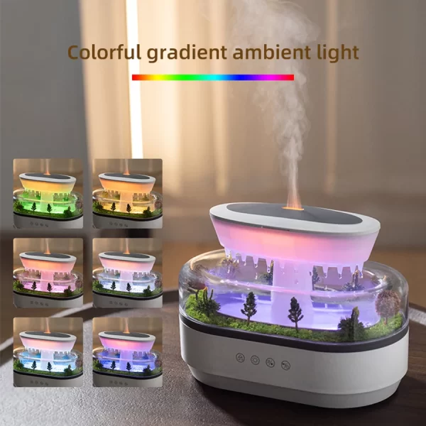 2024 Nouveau diffuseur d'aromathérapie de gouttes de pluie simulé Forest Green Landscape Humidificateur d'huile essentielle avec musique de bruit blanc naturel – Image 4