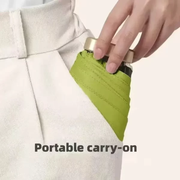 Mini parapluie Ultra léger à 5 plis, Compact, pour voyage, Protection contre le soleil et les UV, parapluie de poche avec poignée en caoutchouc, 1 pièce – Image 6