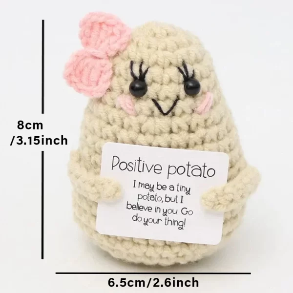 Poupée au Crochet de câlin de poche à énergie positive, Mini peluche tricotée à la main, pomme de terre, tortue, légumes, canard, cadeau de soutien amusant avec carte – Image 7
