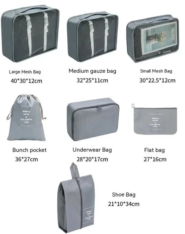 7 / 8 / 9 / 10 Pcs Set Voyage Organiseur Sacs de stockage Valise Emballage Cubes Set Cases Portable Vêtements Voyage Chaussures Tidy Pouch Folding – Image 7