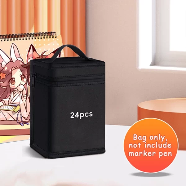 12/24/36/48 pièces sac à crayons Art marqueur stylo sac de rangement grande capacité toile marqueur stylo organisateur pliant carré marqueur stylo pochette – Image 6
