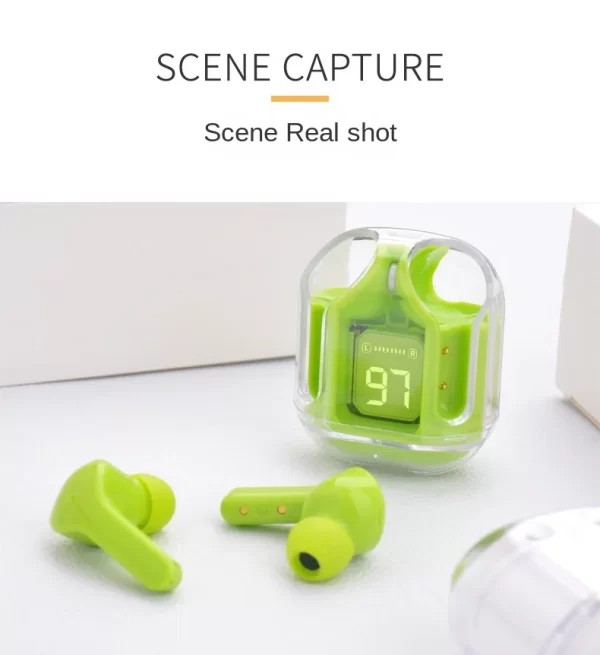 TWS écouteurs sans fil Transparent Bluetooth dans l'oreille casque ENC sport casque alimentation LED affichage numérique stéréo son écouteurs – Image 7