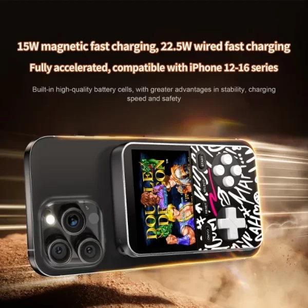 Mini Console de jeu portable à Absorption magnétique sans fil ou type-c, charge rapide, 5000mAh, avec plus de 1500 jeux – Image 6
