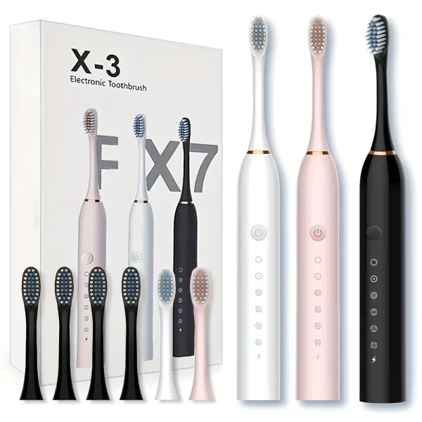 Brosse à dents électrique automatique pour adultes et enfants, brosse à dents universelle à poils souples, charge de brosse à dents automatique à Six vitesses – Image 7