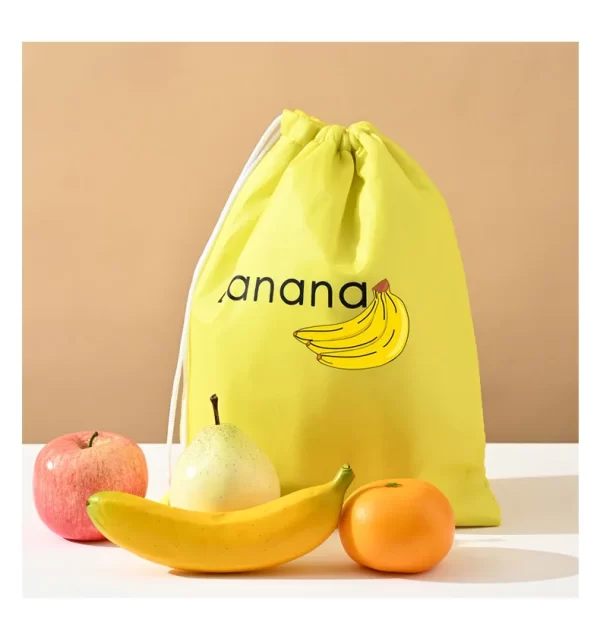 Sacs de rangement durables pour banane jaune, 1/2/3/5 pièces, sacs de conservation isolés pour fruits et légumes frais, sac de conservation de banane à cordon de serrage. – Image 8