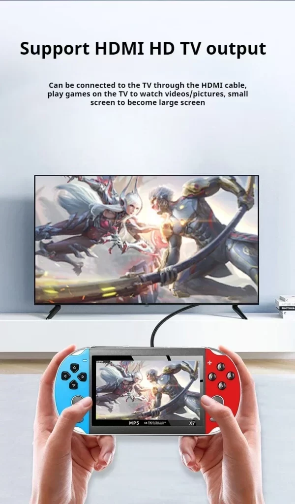 Console de jeu Portable X7, écran HD de 4.3 pouces, sortie intégrée, plus de 10000 jeux classiques, lecteur de jeu Audio et vidéo Portable pour jouer – Image 7