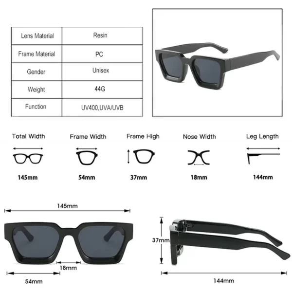JNPCXI Mode Square Femmes Lunettes de soleil de luxe rétro Gradient Blue Designer Hommes Tendance Lunettes de soleil Ombres UV400 – Image 6