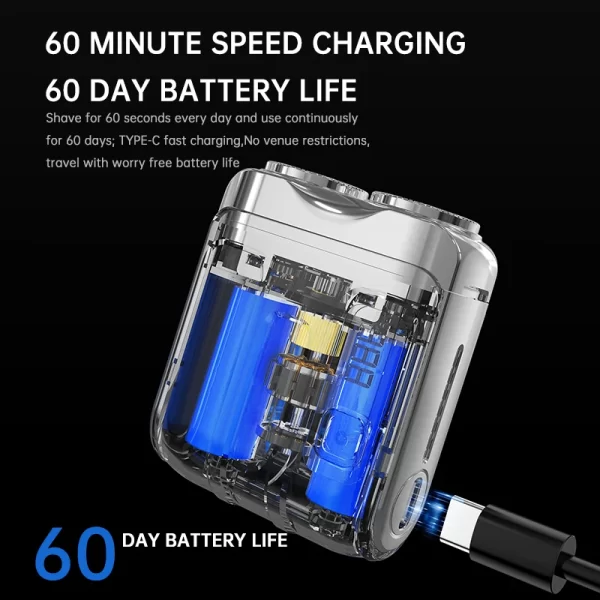 Mini rasoir électrique intelligent pour voiture et ménage, affichage numérique, double lame, Rechargeable, puissant outil de tondeuse à barbe – Image 4