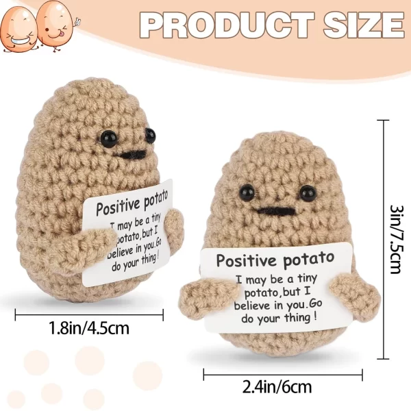 Poupée au Crochet de câlin de poche à énergie positive, Mini peluche tricotée à la main, pomme de terre, tortue, légumes, canard, cadeau de soutien amusant avec carte – Image 2