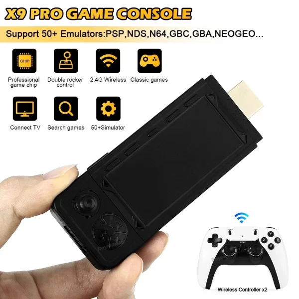 Console de jeu vidéo TV X9 PRO, 128 Go, 256 Go, Coller délibérément 4KHD, Jeux 3D, PSP, PS1, N64, NDS, Plus de 40 simulateurs, Jeux rétro, Touristes, Contrôleur 2.4G – Image 5