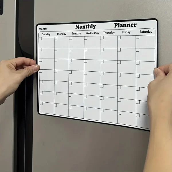 Calendrier magnétique élégant effaçable à sec – Planificateur mensuel polyvalent pour réfrigérateur – Organisation et décoration faciles de cuisine – Image 5