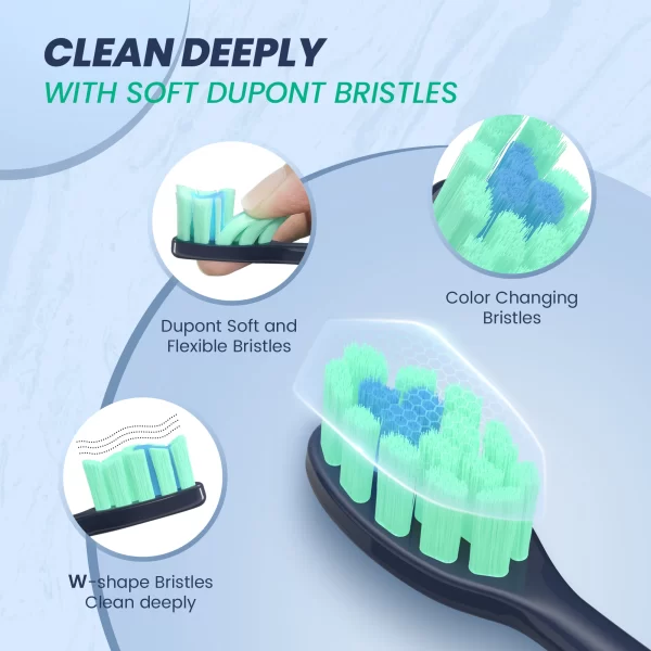 Sejoy JS10 - 1 brosse à dents électrique sonic avec 10 têtes de rechange brosse à dents électronique étanche rechargeable – Image 4