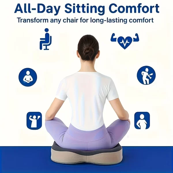 Coussin de siège en mousse à mémoire de forme, avec un coussin de pression ergonomique à rainure centrale – Image 5